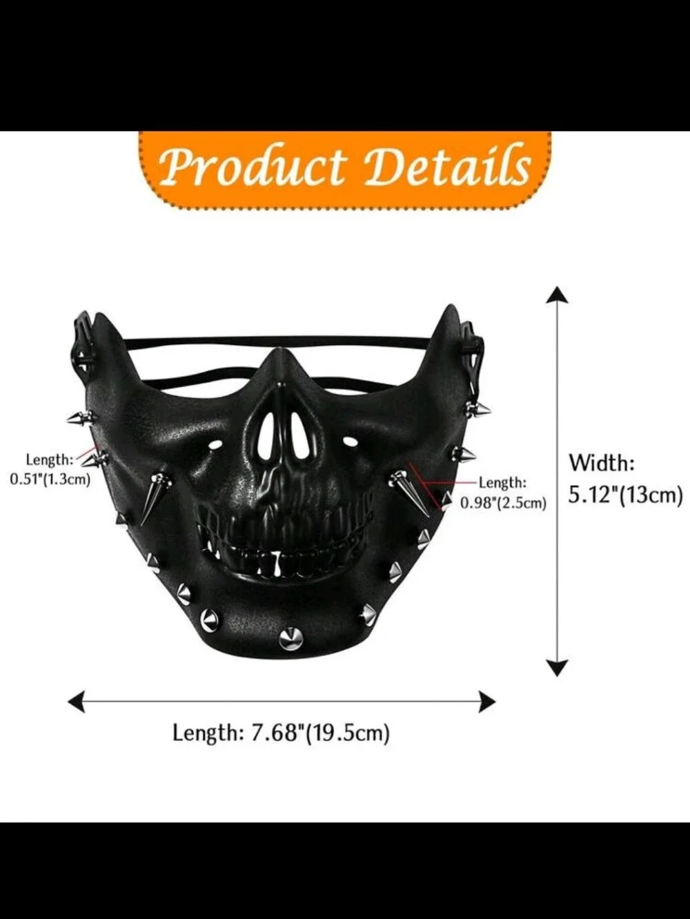Studded Black Skull Face Mask - Women Accessories